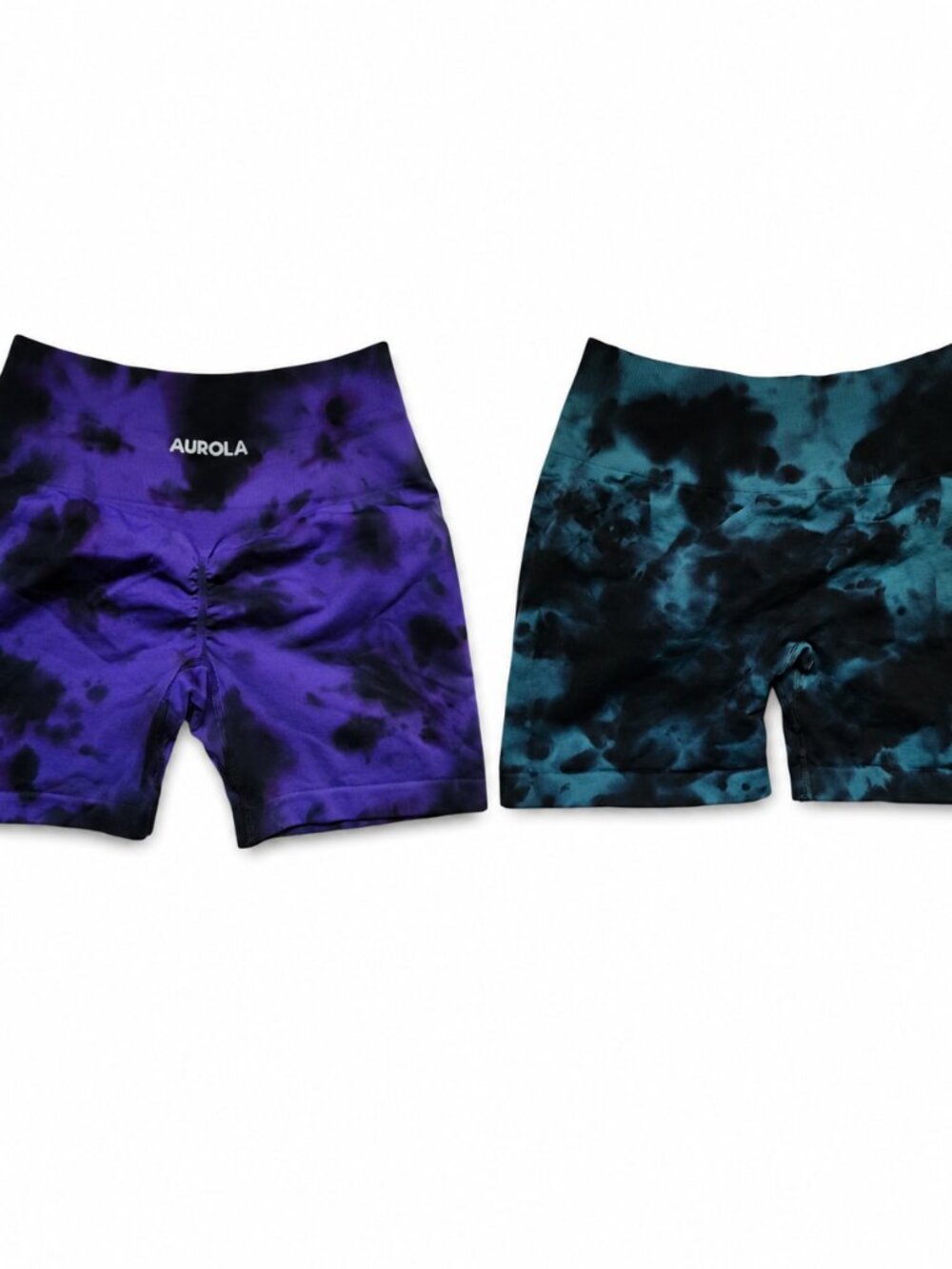 2-Pack AUROLA Tie Dye Seamless Spandex Shorts Bundle Women's Size M